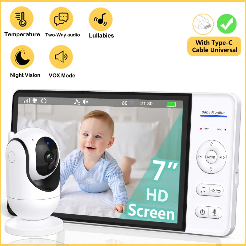 Audio Music Videos - No WiFi 7 Inch Baby Monitor