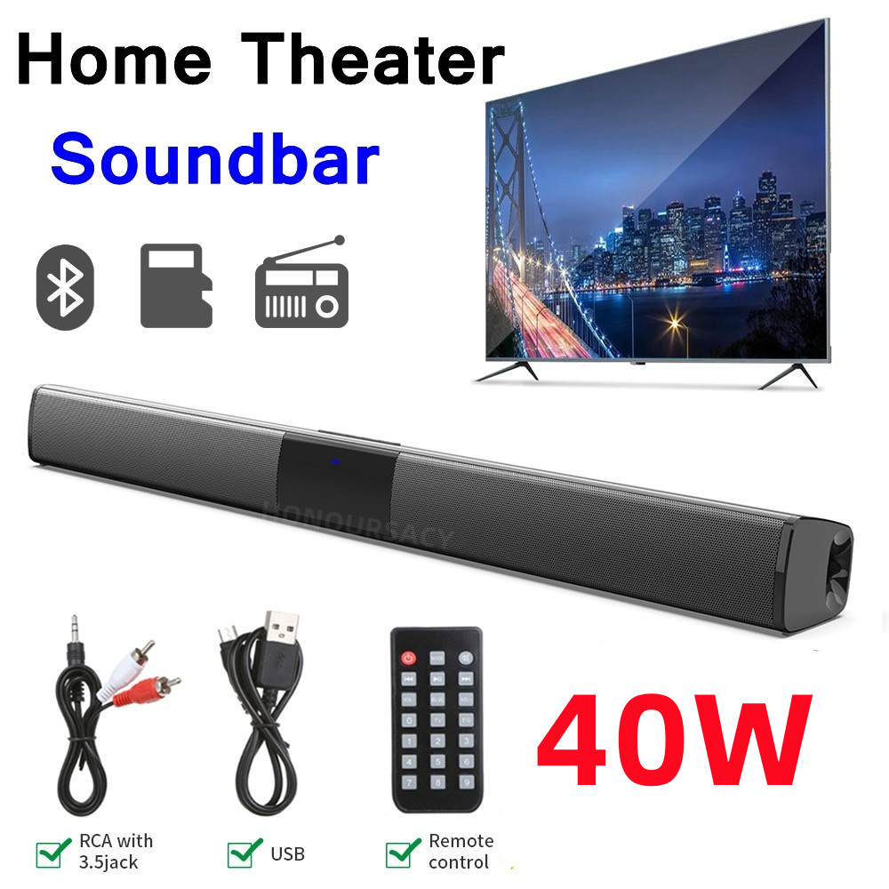 Audio Music Visualizer Free - 40W Soundbar TV Portable Bluetooth-compatible Speaker