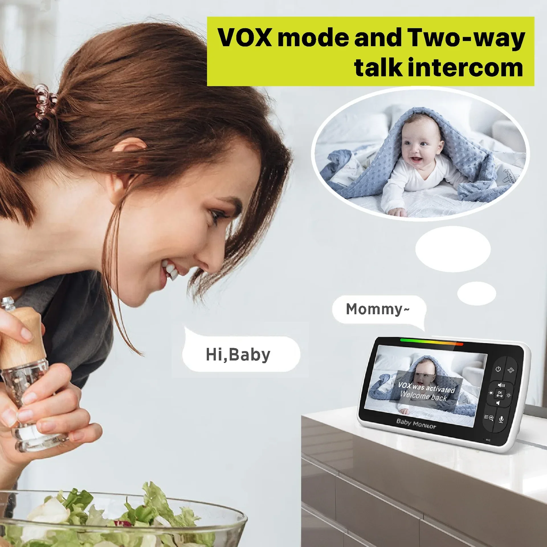 5.0 Inch Video Baby Monitor Wi - Audio Music Videos ulasan dan harga