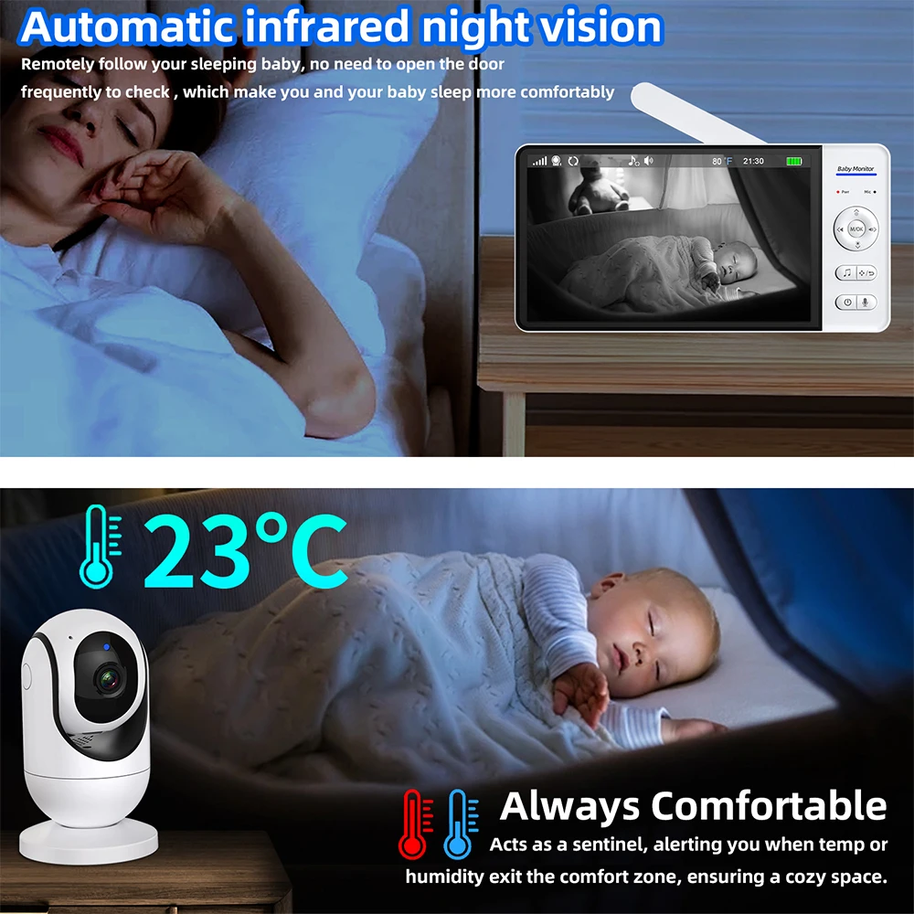 No WiFi 7 Inch Baby Monitor 2- - Audio Music Videos ulasan dan harga