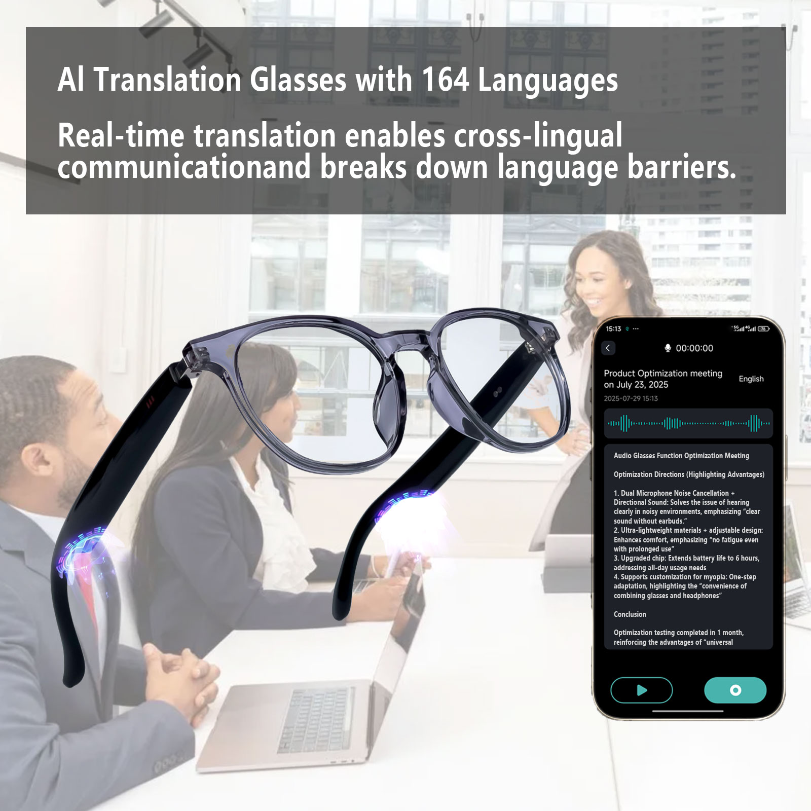 Smart Audio Glasses, Real-Time - Audio Music Voice ulasan dan harga