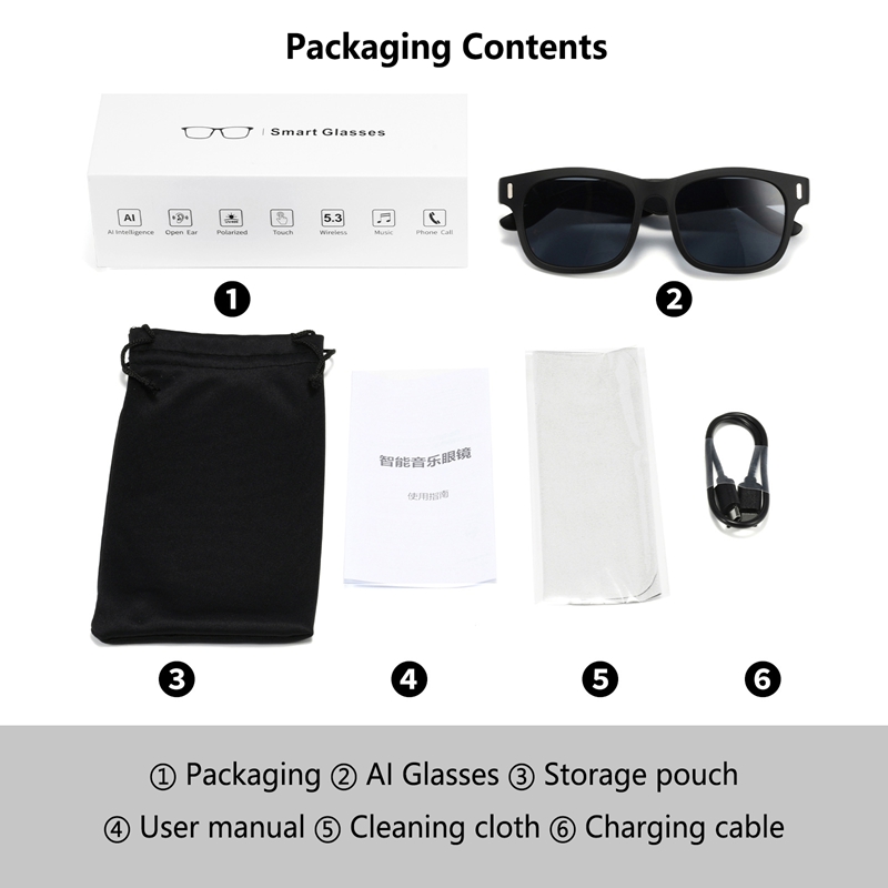 AI Intelligent Sunglasses Blue - Audio Music Voice ulasan dan harga