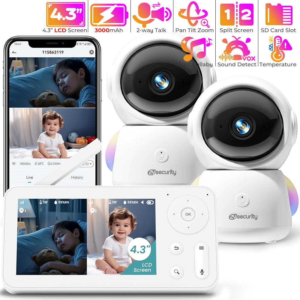 2K Baby Monitor with 2 Cameras - Audio Music Videos ulasan dan harga