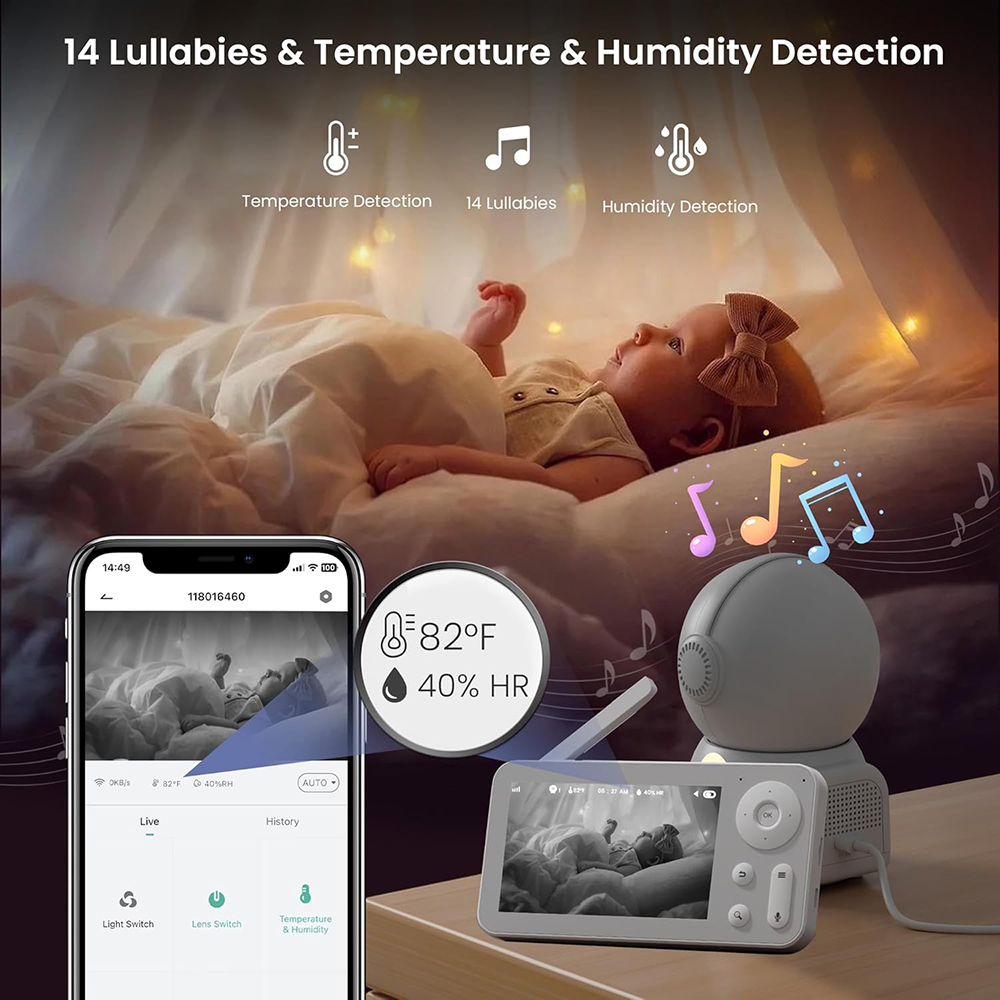 2K Baby Monitor with 2 Cameras - Audio Music Videos ulasan dan harga