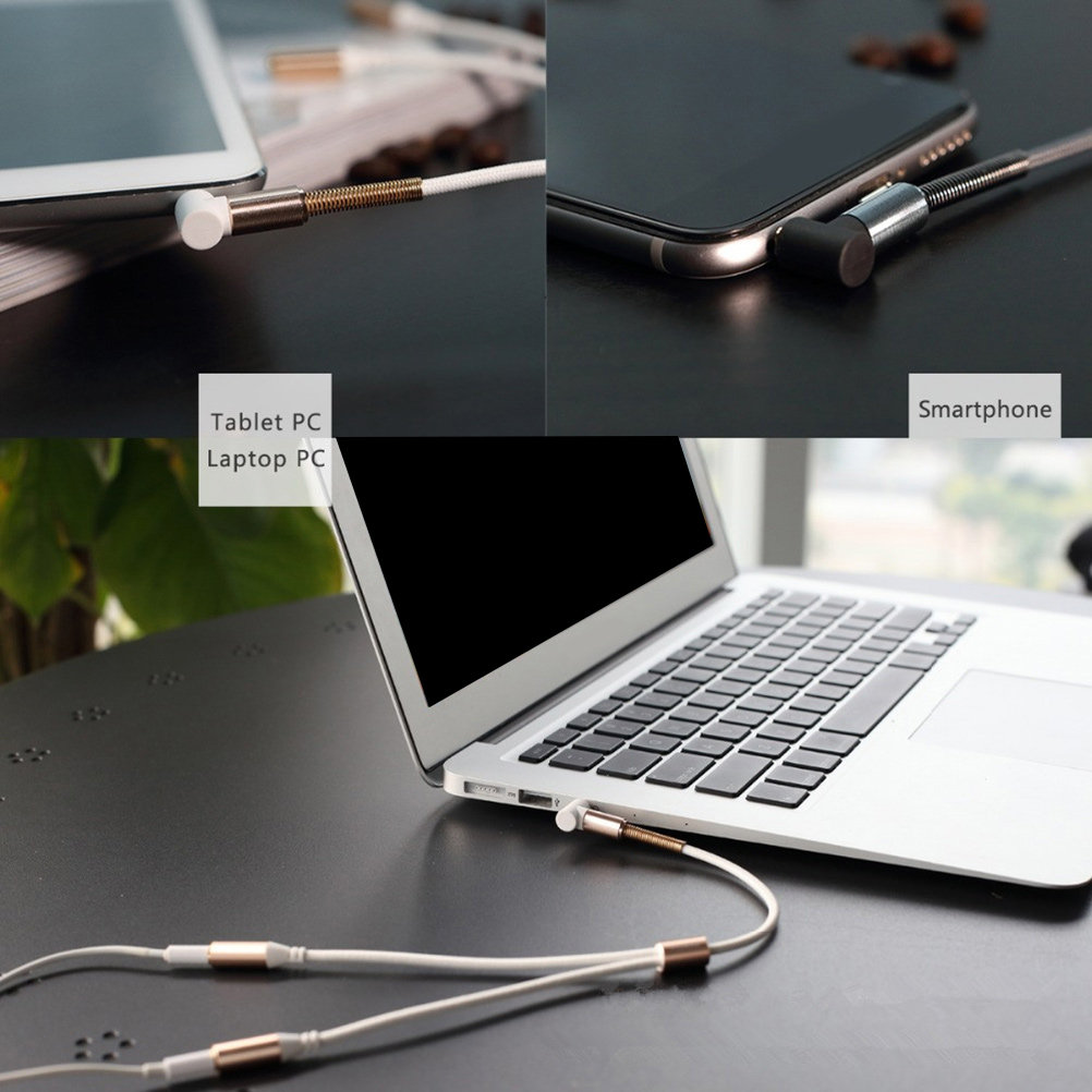 Dual 3.5mm Audio Line Knitted  - Audio Music Online ulasan dan harga