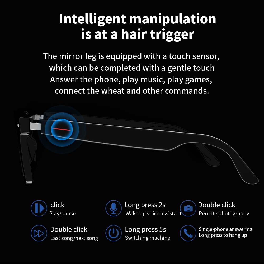 SENBONO E13 Smart Glasses:Blue - Audio Music Voice ulasan dan harga