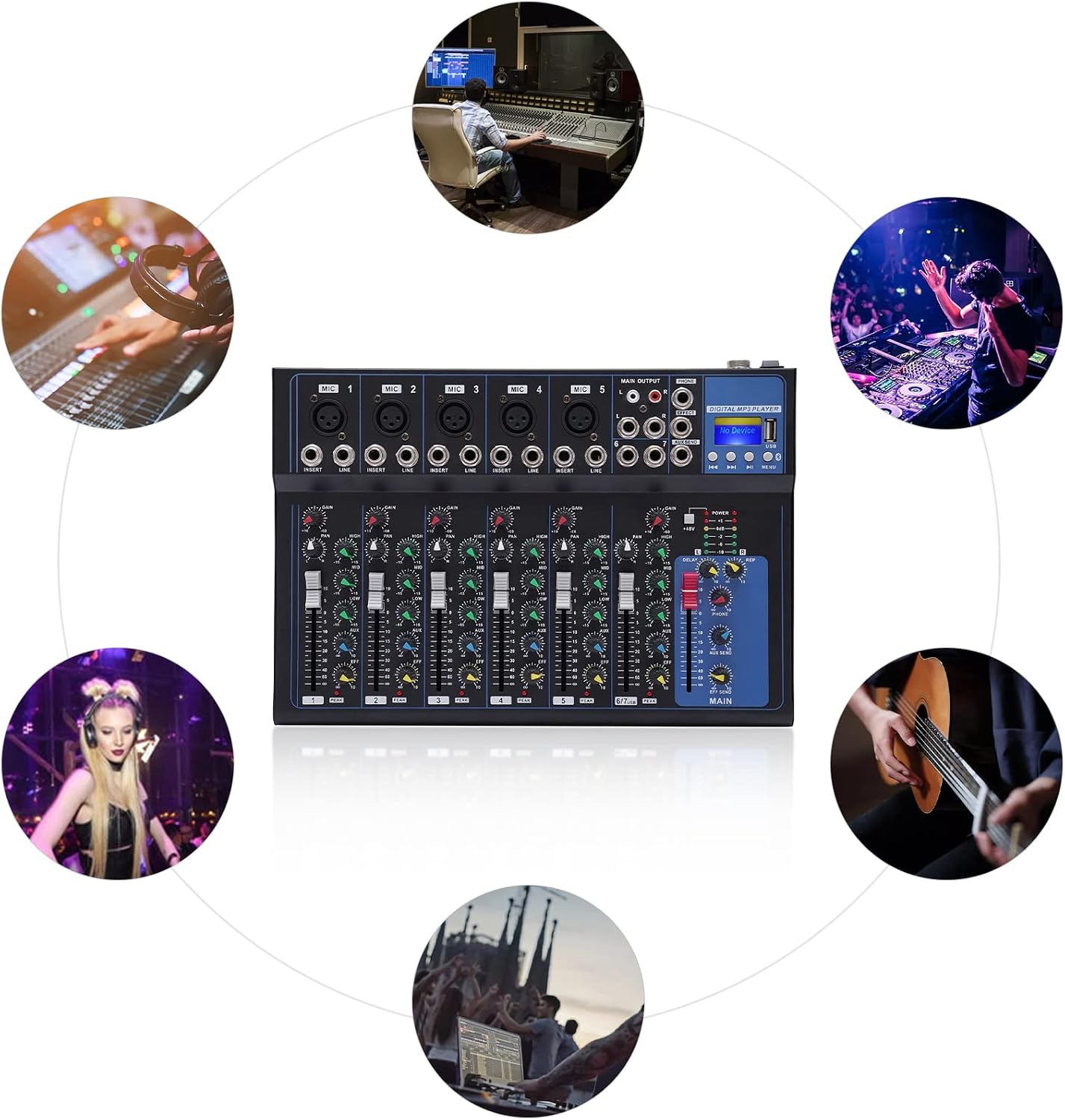 7 Channel Bluetooth Mixer Audi - Audio Interface Usb ulasan dan harga