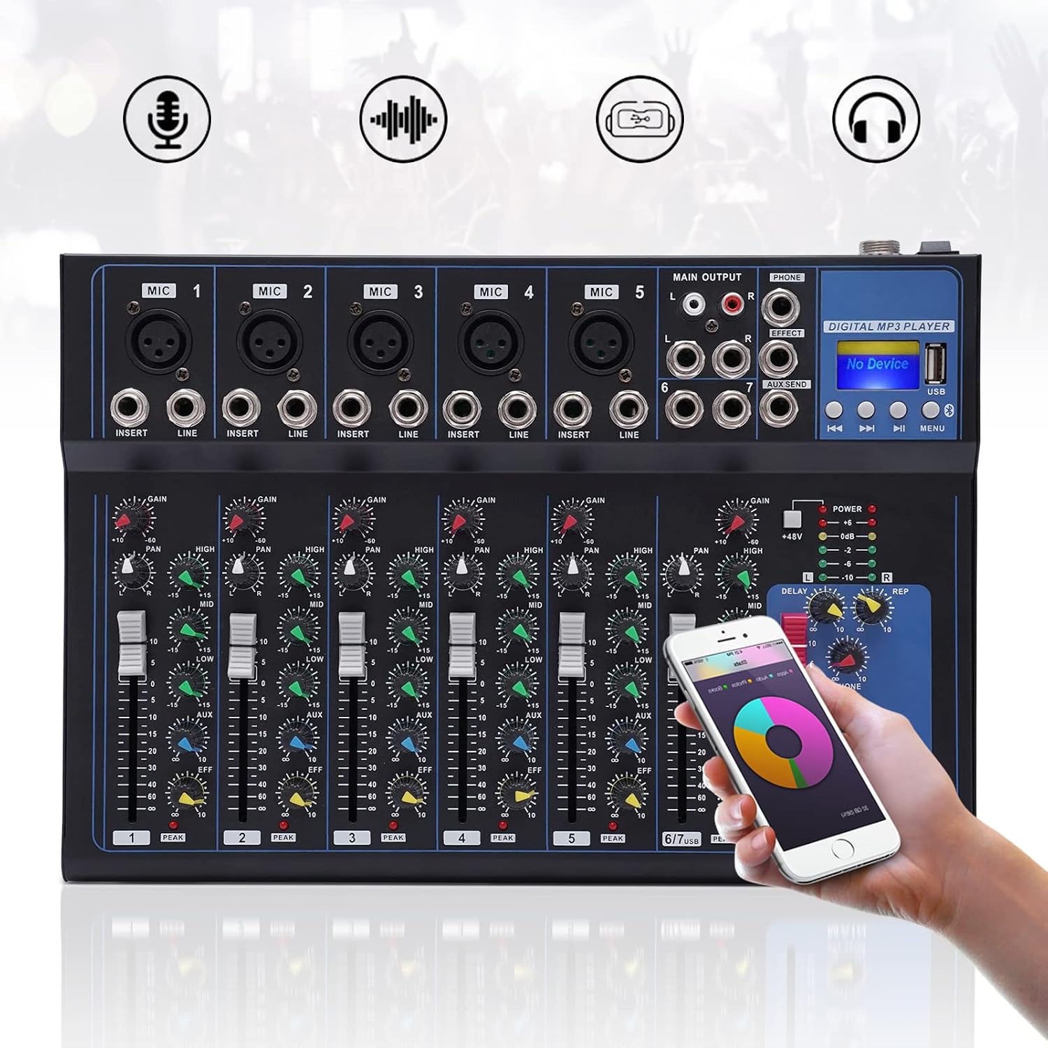 7 Channel Bluetooth Mixer Audi - Audio Interface Usb ulasan dan harga